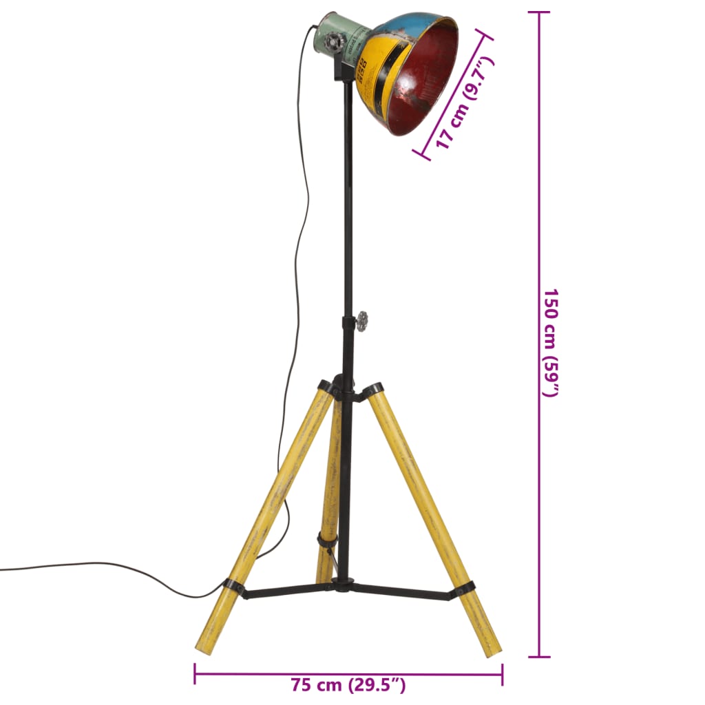 vidaXL Stojací lampa 25 W vícebarevná 75 x 75 x 90–150 cm E27