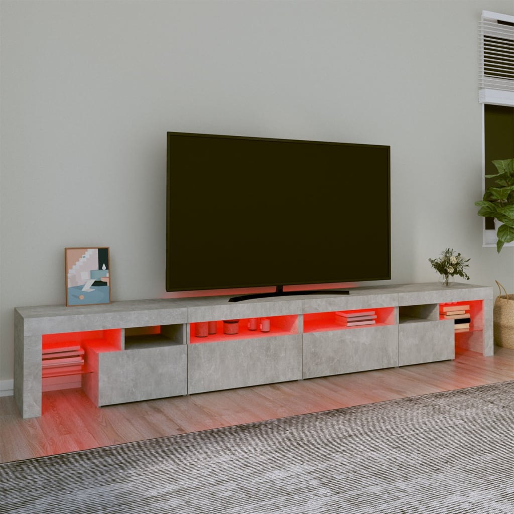 vidaXL TV skříňka s LED osvětlením betonově šedá 260x36,5x40 cm