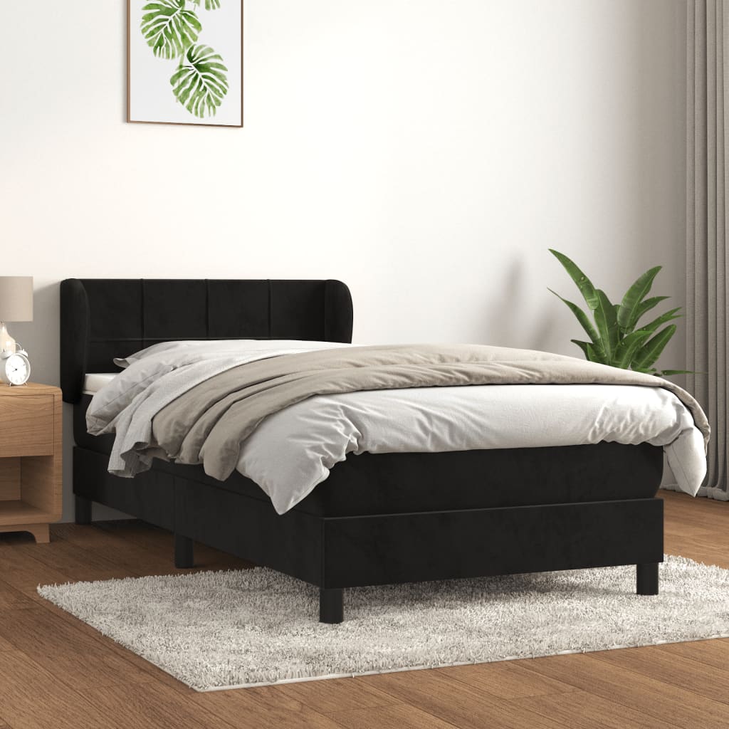 vidaXL Box spring postel s matrací černá 100x200 cm samet