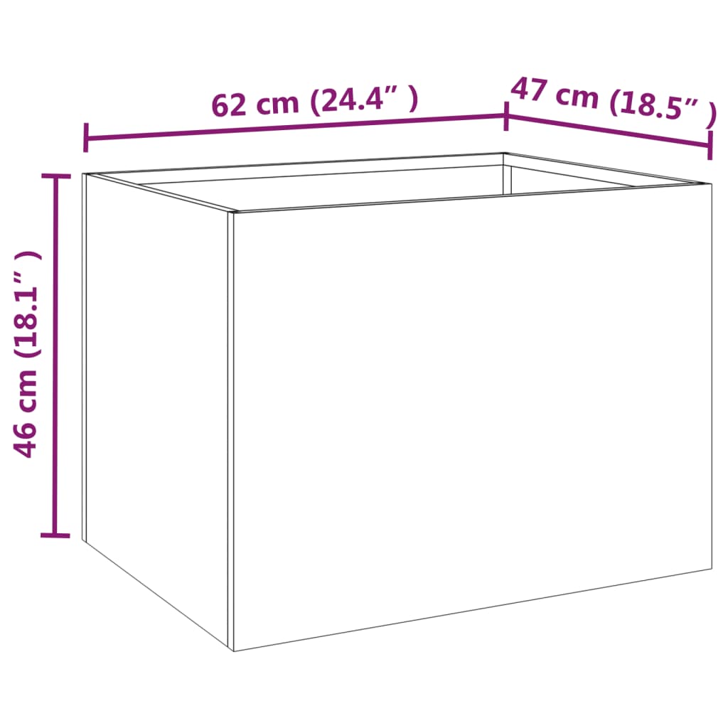 vidaXL Truhlík 62x47x46 cm cortenová ocel