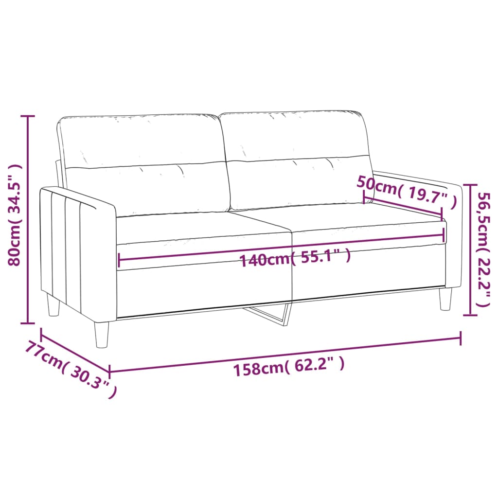 vidaXL 2místná pohovka hnědá 140 cm textil