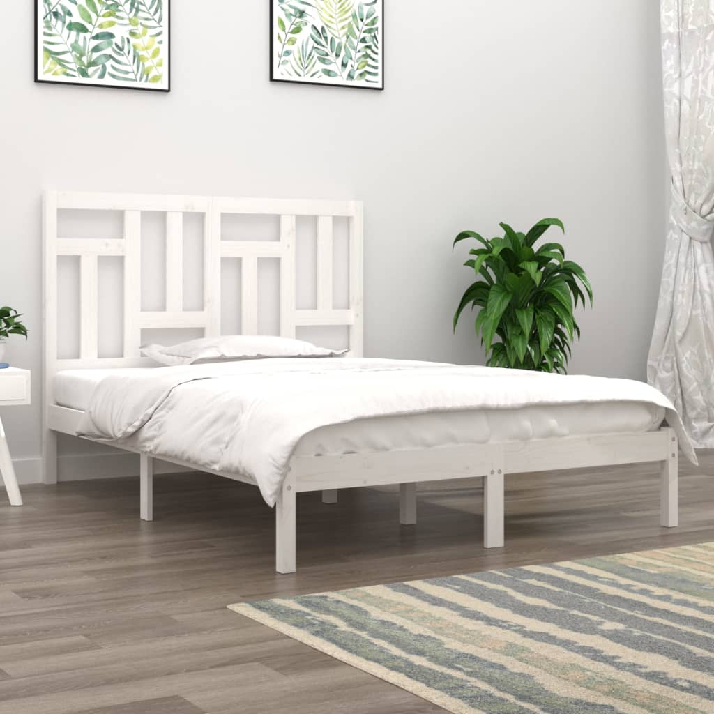 vidaXL Rám postele bílý masivní borovice 140 x 190 cm