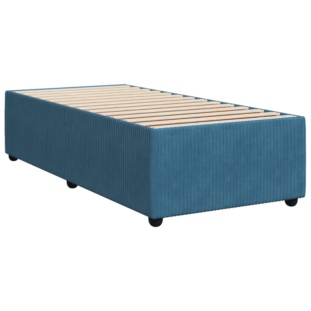 vidaXL Box spring postel s matrací modrá 90 x 190 cm samet