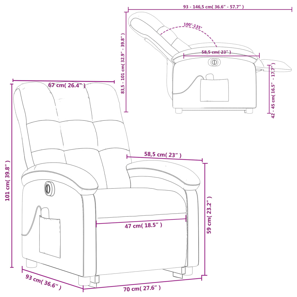 vidaXL Elektrické zvedací masážní polohovací křeslo krémové textil