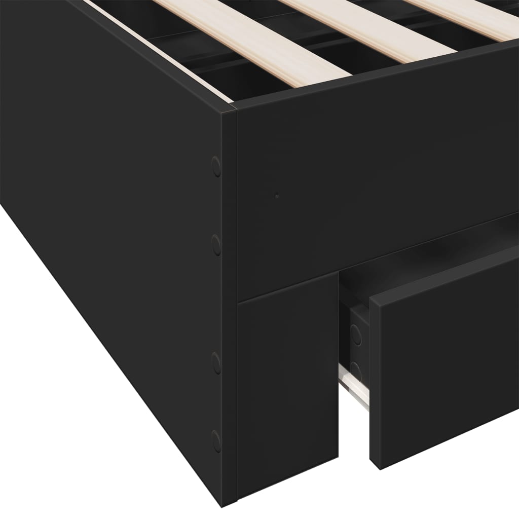 vidaXL Rám postele se zásuvkami černý 200 x 200 cm kompozitní dřevo