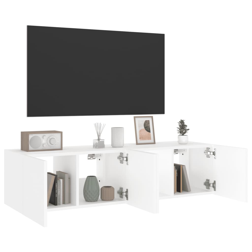 vidaXL Nástěnné TV skříňky s LED osvětlením 2 ks bílé 60 x 35 x 31 cm