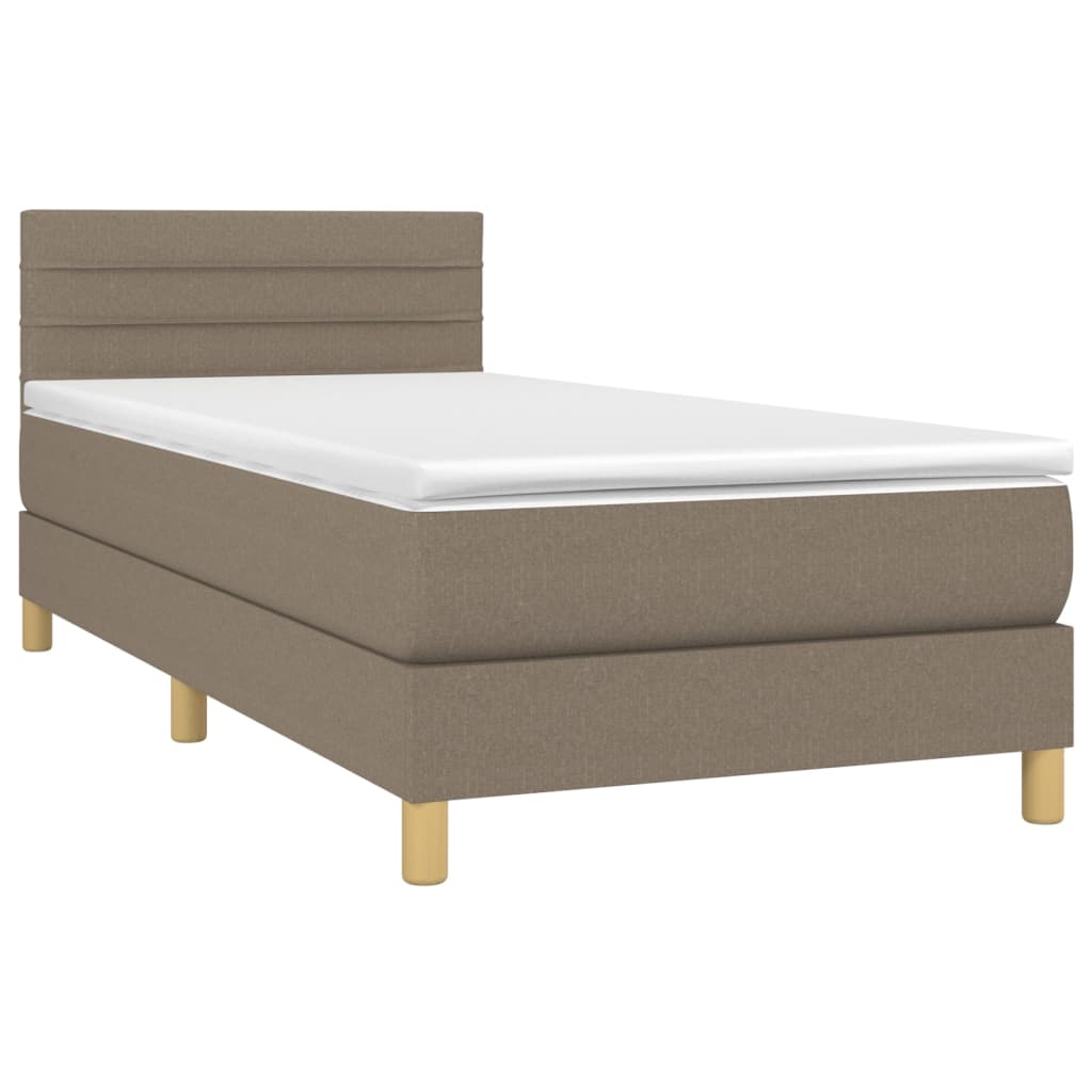 vidaXL Box spring postel s matrací a LED taupe 80 x 200 cm textil