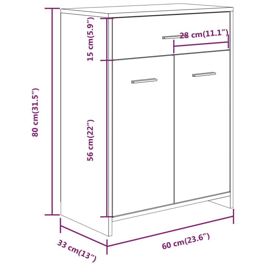 vidaXL Koupelnová skříňka kouřový dub 60 x 33 x 80 cm kompozitní dřevo