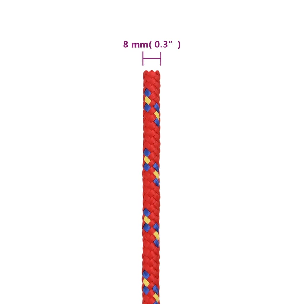 vidaXL Lodní lano červené 8 mm 25 m polypropylen