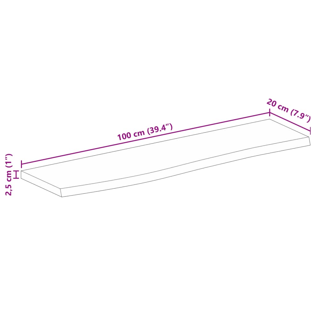 vidaXL Stolní deska živá hrana 100 x 20 x 2,5 cm masivní mangovník