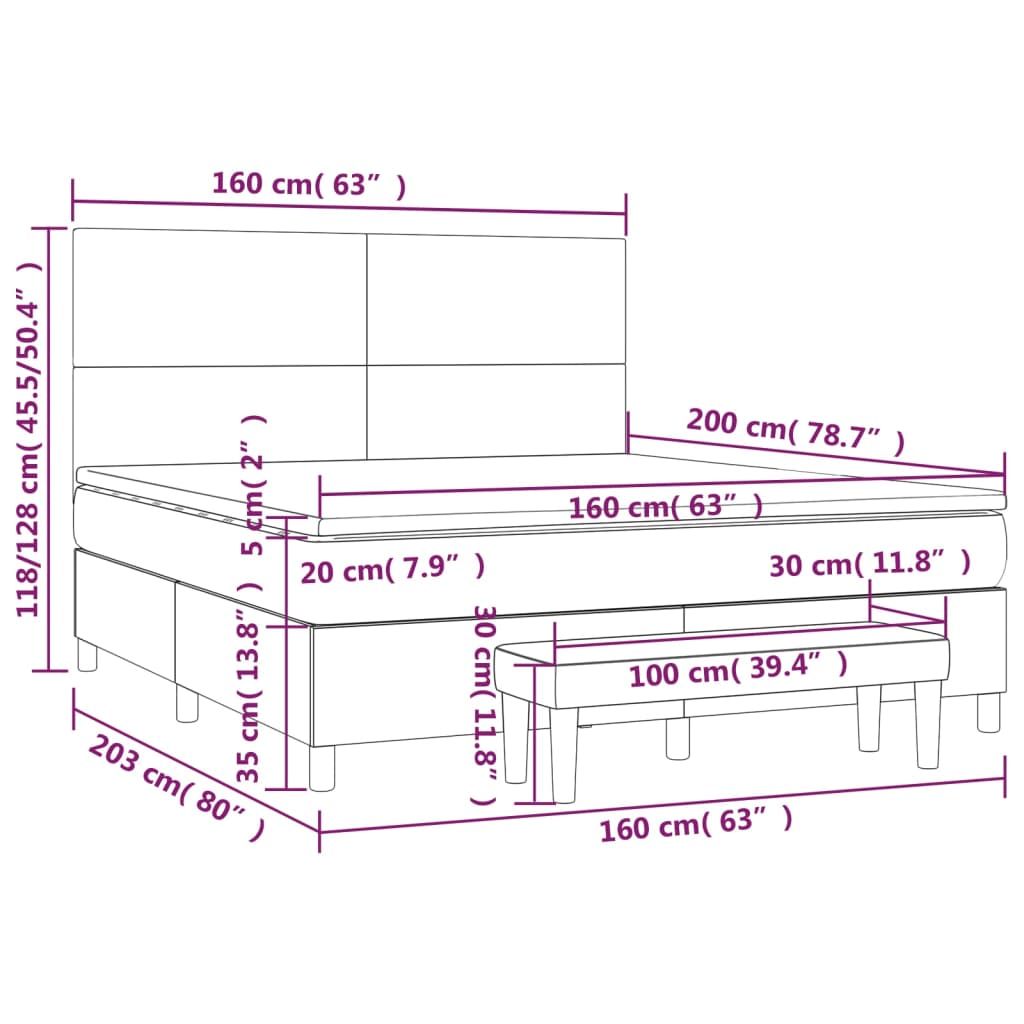 vidaXL Box spring postel s matrací růžová 160x200 cm samet