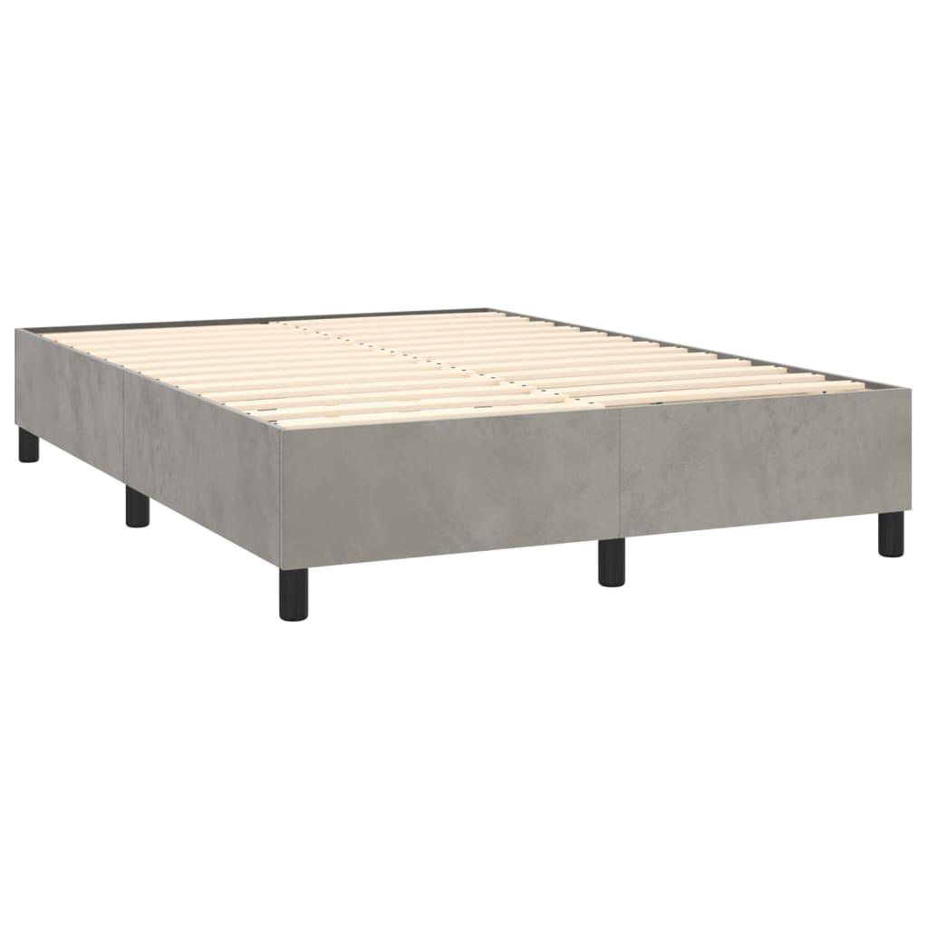 vidaXL Box spring postel s matrací světle šedá 140x200 cm samet