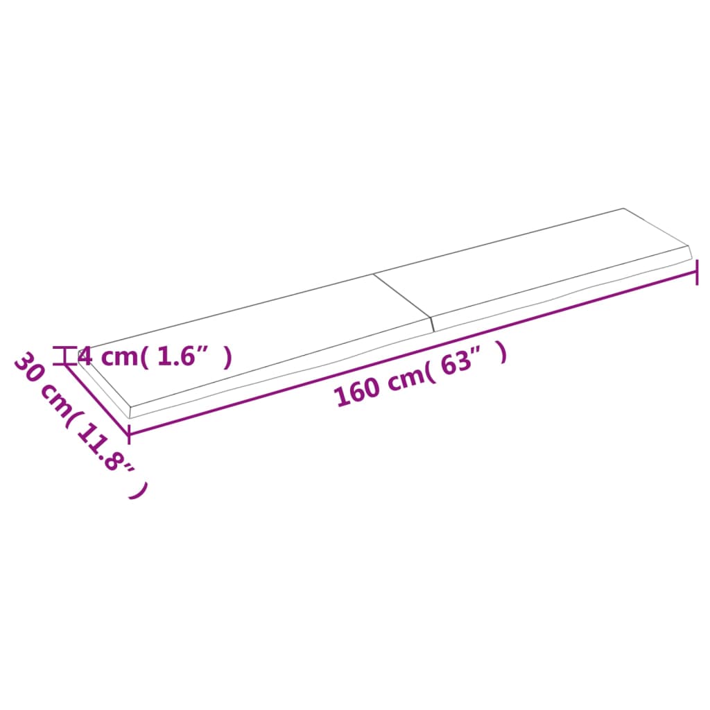 vidaXL Koupelnová deska tmavě hnědá 160x30x(2-4) cm ošetřený masivní