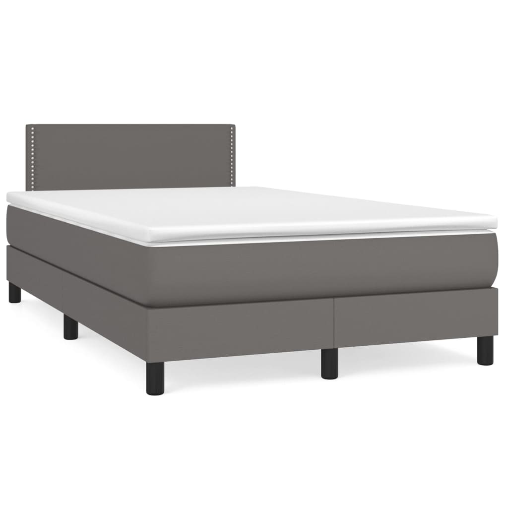 vidaXL Box spring postel s matrací šedá 120x200 cm umělá kůže