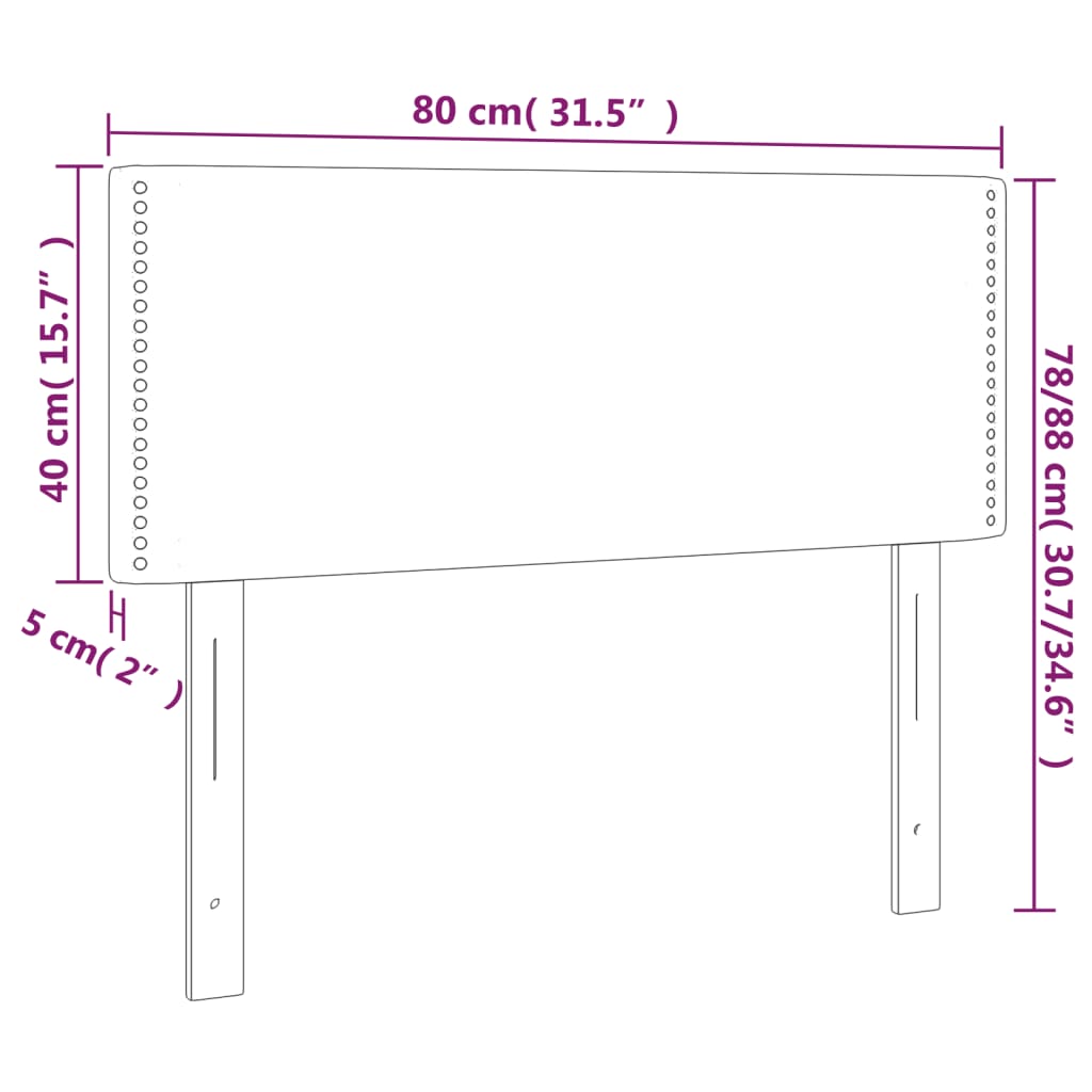 vidaXL Čelo postele s LED světle šedé 80 x 5 x 78/88 cm samet