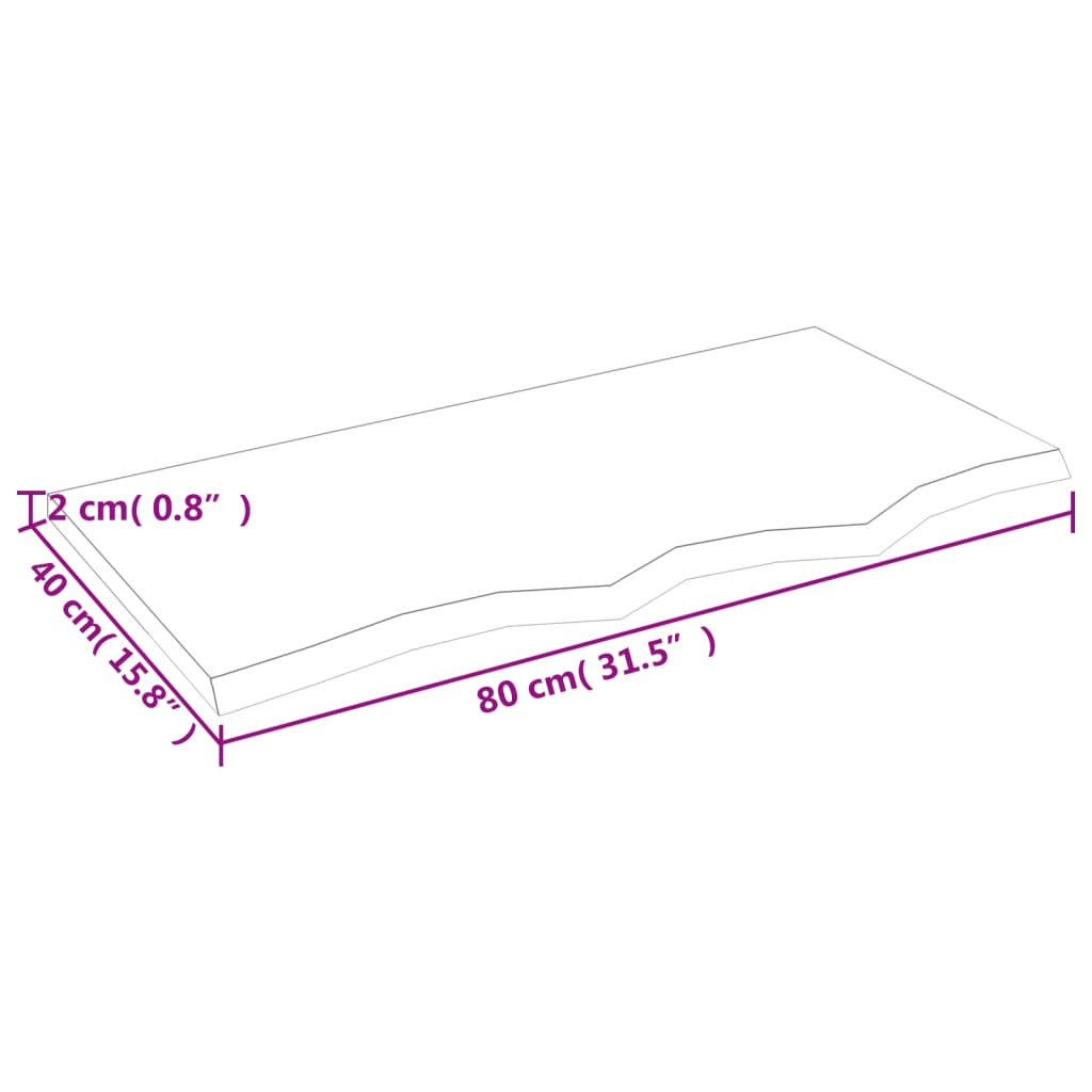 vidaXL Stolní deska světle hnědá 80 x 40 x 2 cm ošetřený masivní dub