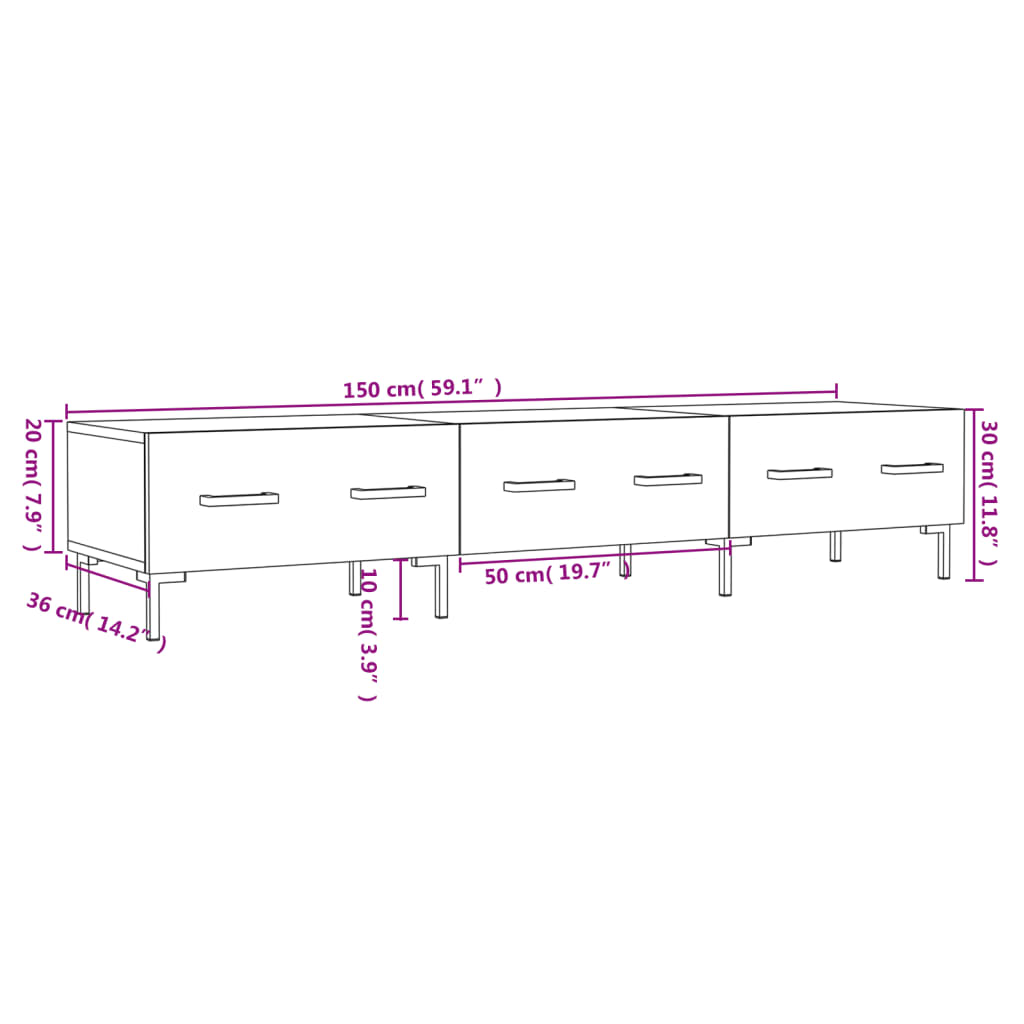 vidaXL TV skříňka hnědý dub 150 x 36 x 30 cm kompozitní dřevo