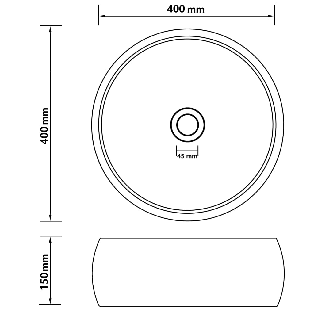 vidaXL Luxusní umyvadlo kulaté matné tmavě šedé 40 x 15 cm keramické