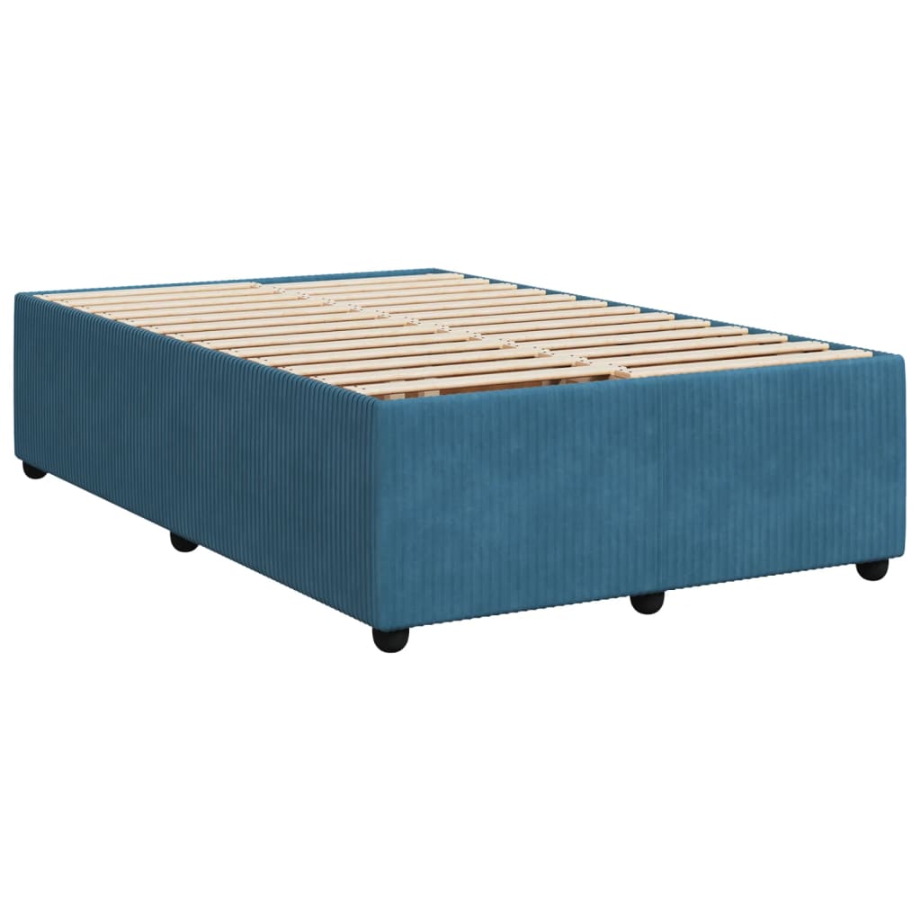 vidaXL Box spring postel s matrací modrá 120 x 190 cm samet