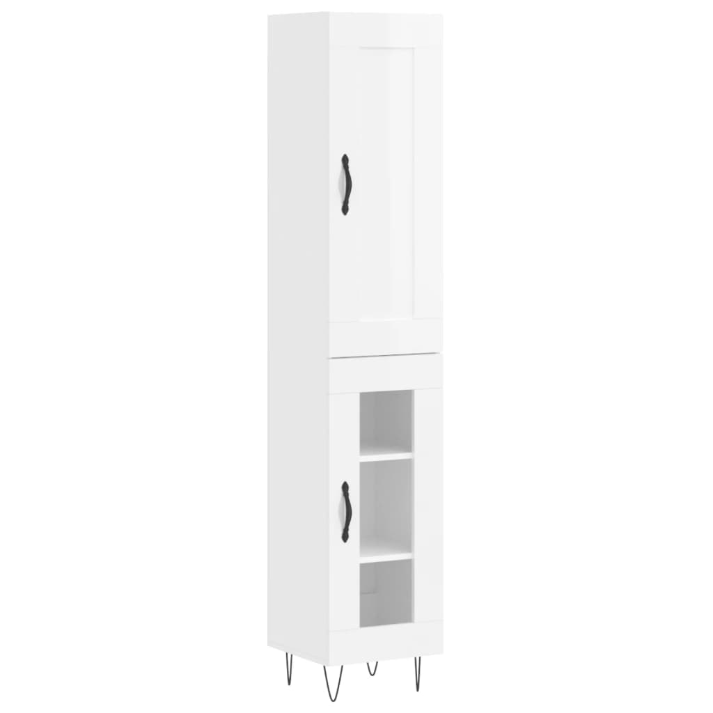 vidaXL Skříň highboard bílá s vysokým leskem 34,5x34x180 cm kompozit