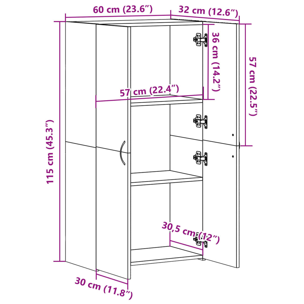 vidaXL Kartotéka hnědý dub 60 x 32 x 115 cm kompozitní dřevo