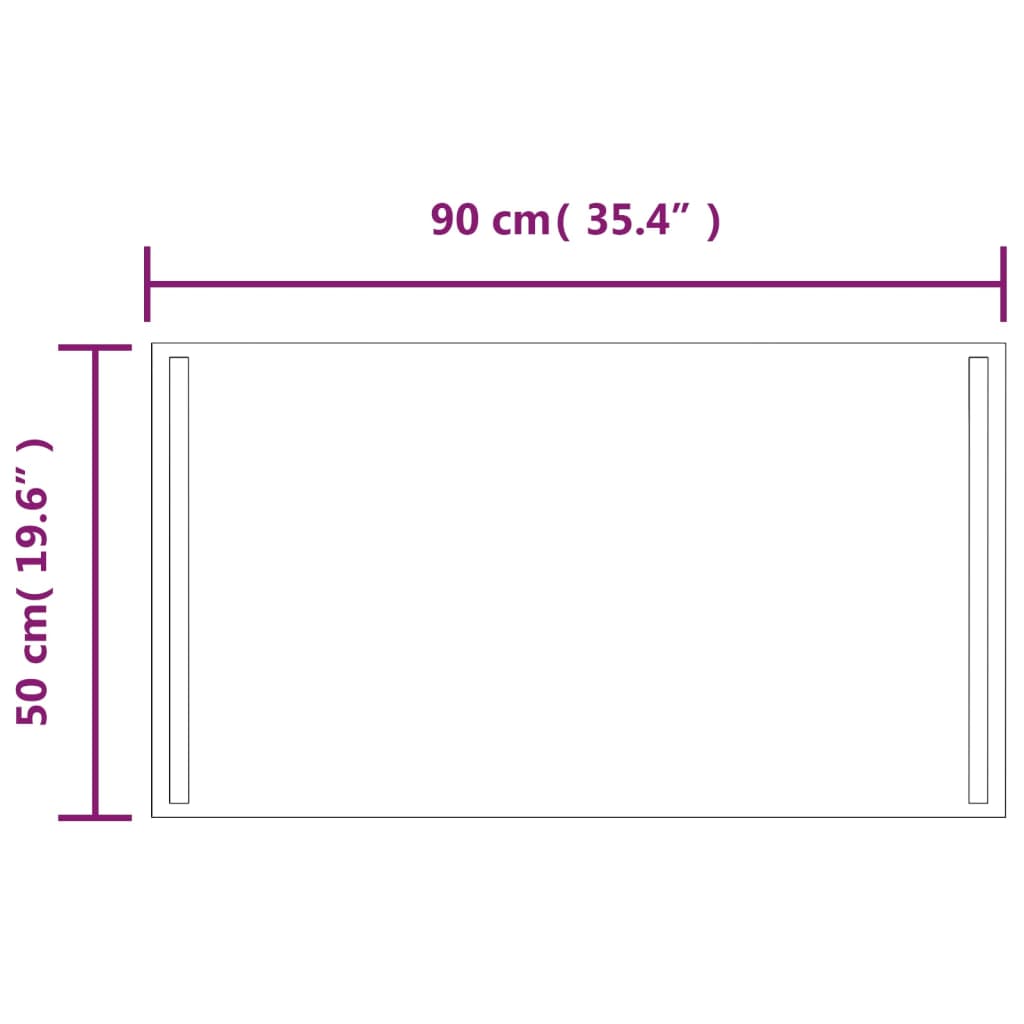 vidaXL Koupelnové zrcadlo s LED osvětlením 50 x 90 cm