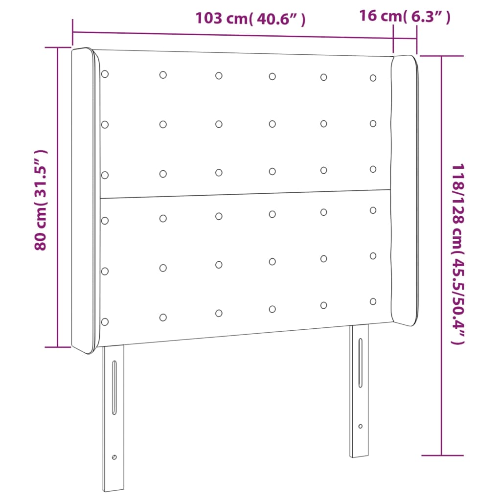 vidaXL Čelo postele s LED tmavě zelené 103 x 16 x 118/128 cm samet