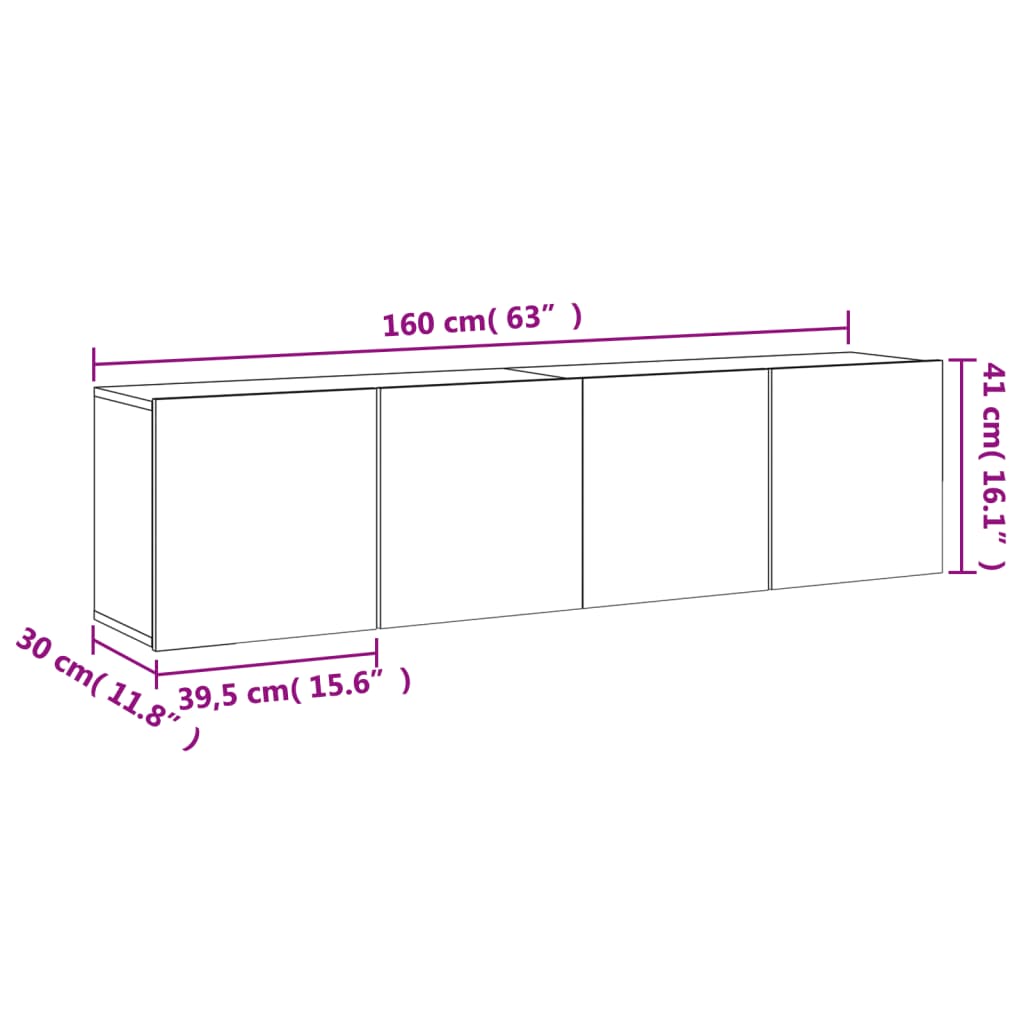 vidaXL TV skříňky nástěnné 2 ks betonově šedé 80 x 30 x 41 cm