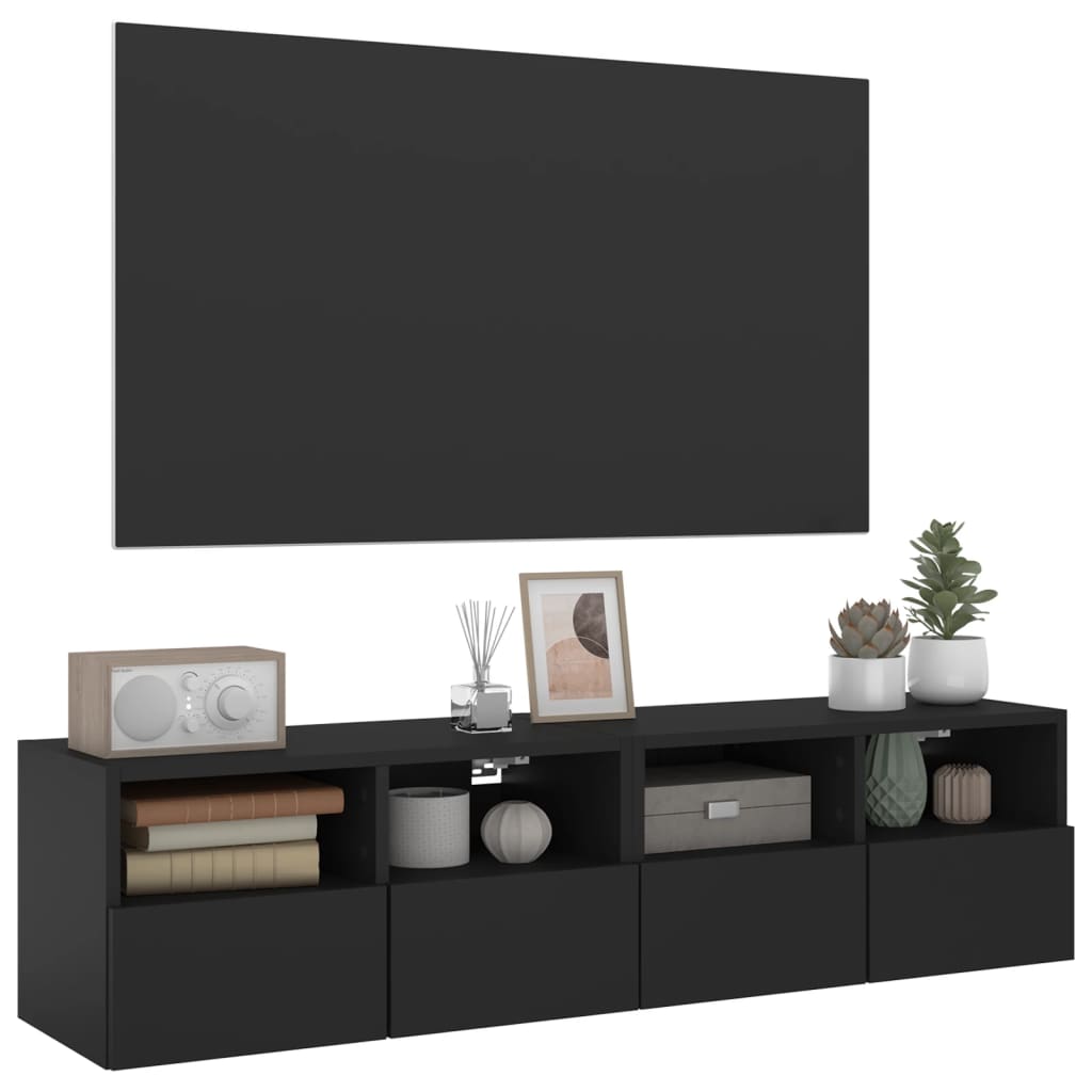 vidaXL Nástěnné TV skříňky 2 ks černé 60 x 30 x 30 cm kompozitní dřevo