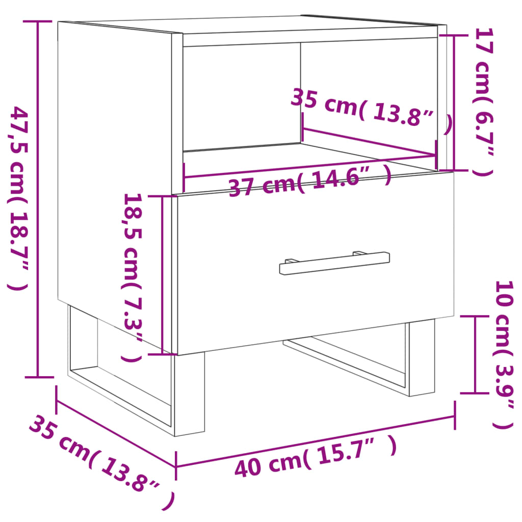 vidaXL Noční stolky 2 ks bílé 40 x 35 x 47,5 cm kompozitní dřevo