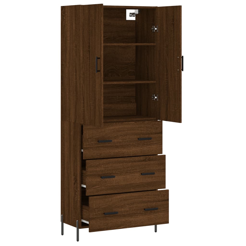 vidaXL Skříň highboard hnědý dub 69,5 x 34 x 180 cm kompozitní dřevo