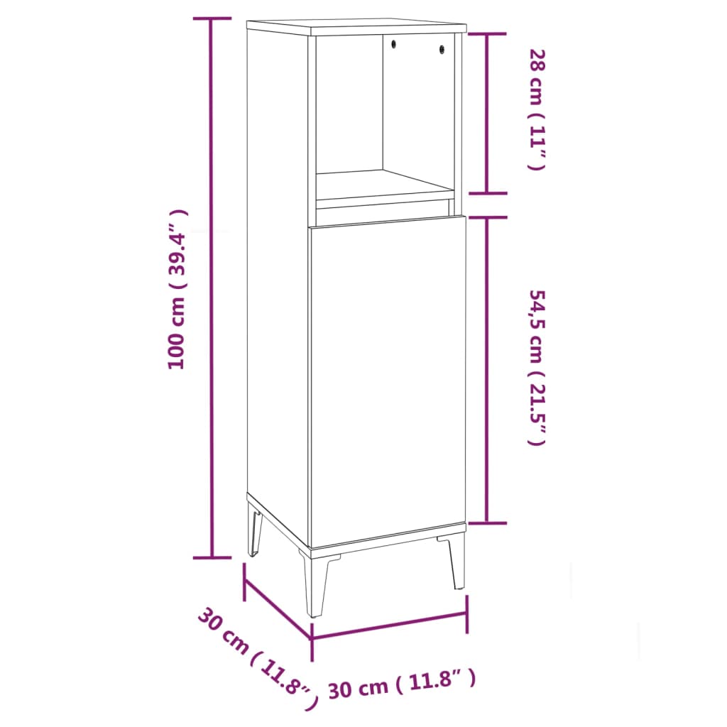 vidaXL Koupelnová skříňka černá 30 x 30 x 100 cm kompozitní dřevo