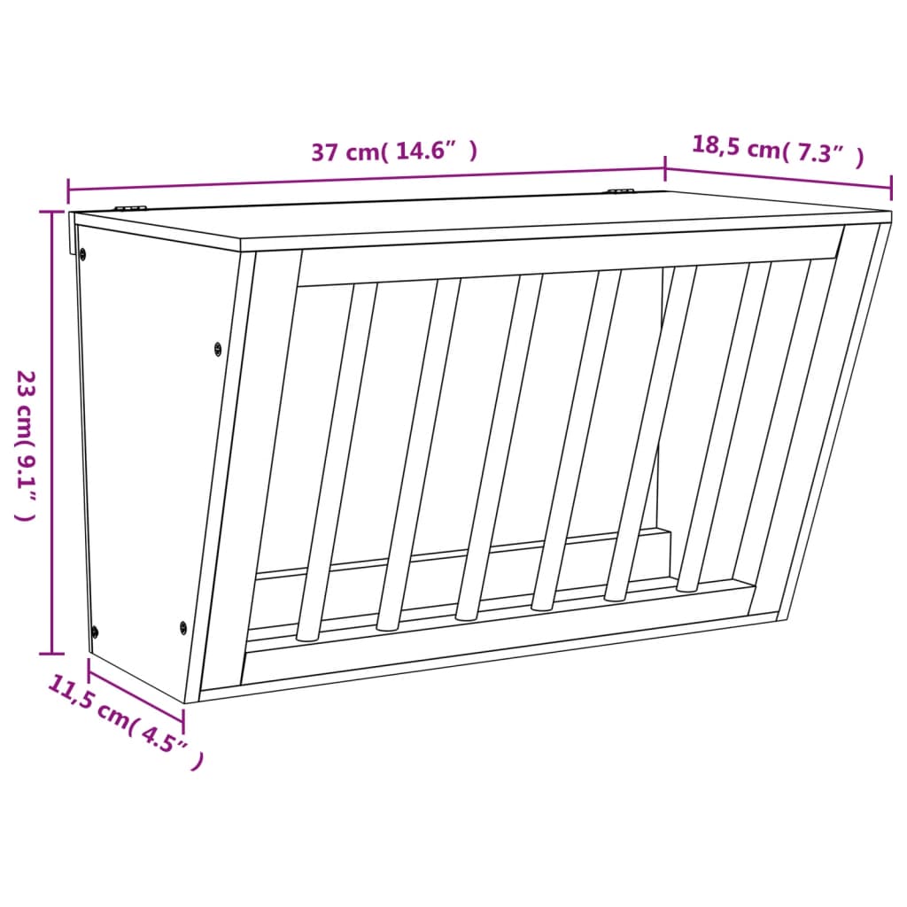 vidaXL Seník pro králíky 37 x 18,5 x 23 cm masivní jedlové dřevo