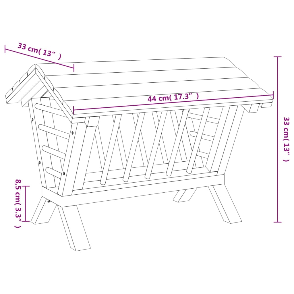 vidaXL Seník pro králíky 44 x 33 x 33 cm masivní jedlové dřevo