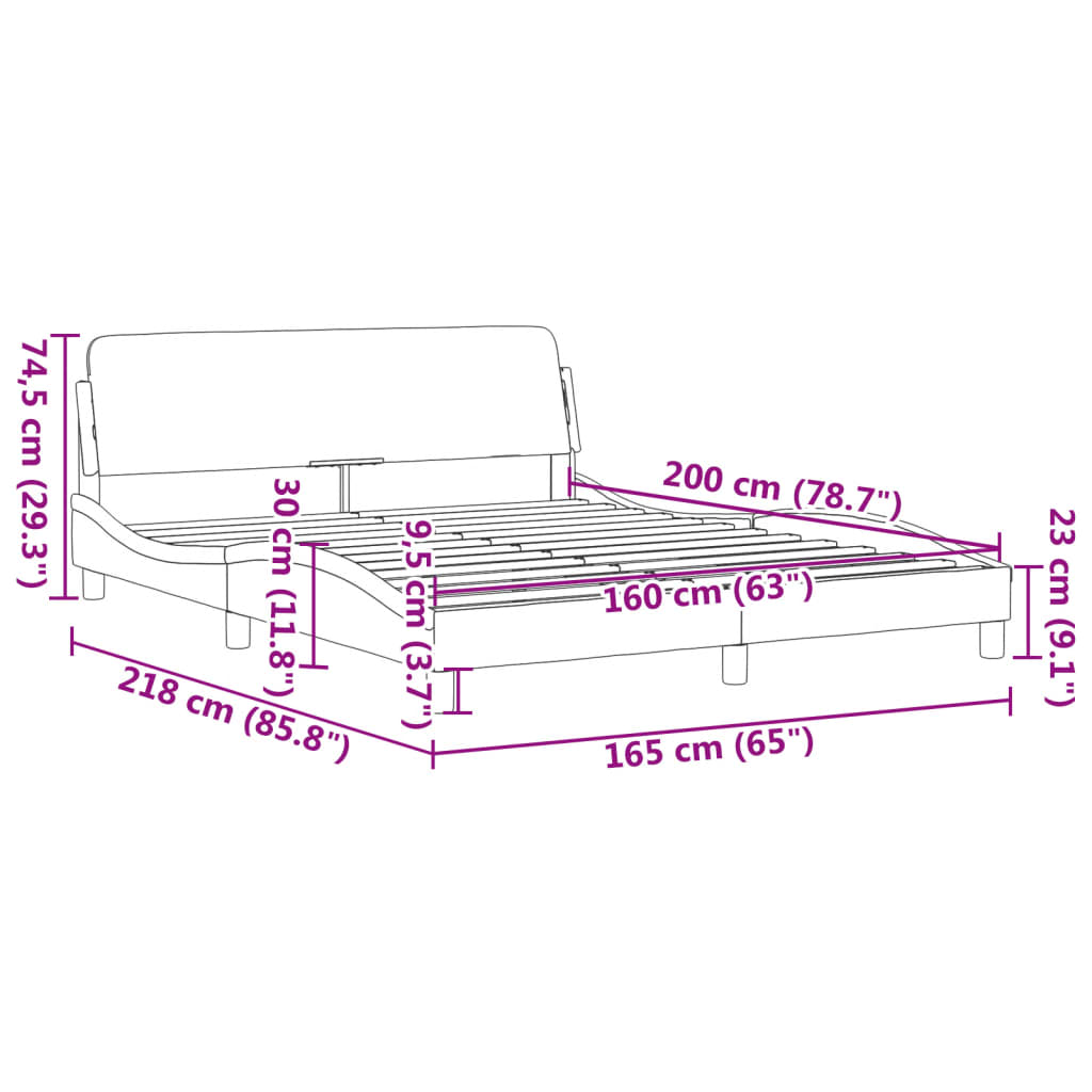 vidaXL Rám postele s čelem bílý a černý 160 x 200 cm umělá kůže