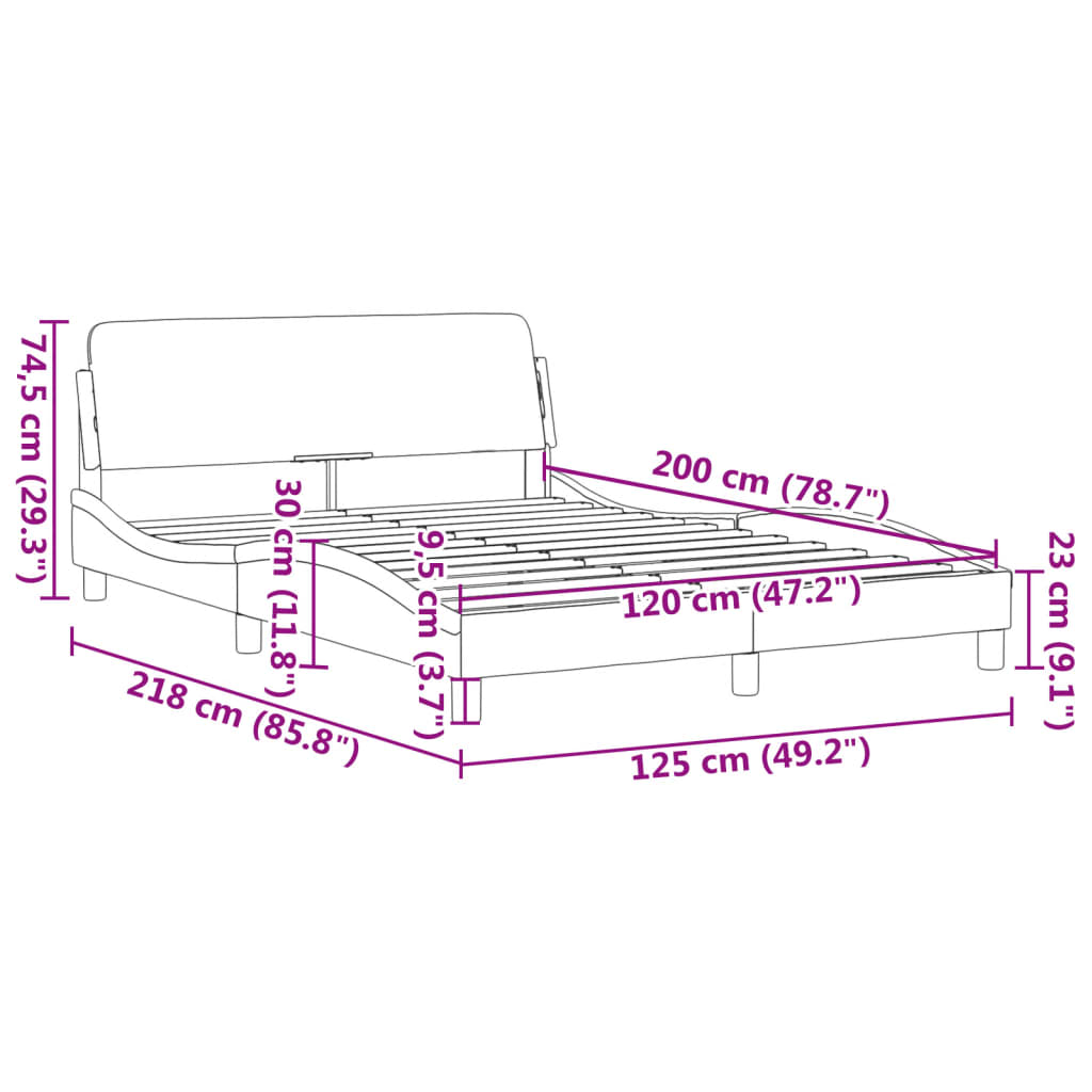 vidaXL Rám postele s čelem bílý a černý 120 x 200 cm umělá kůže