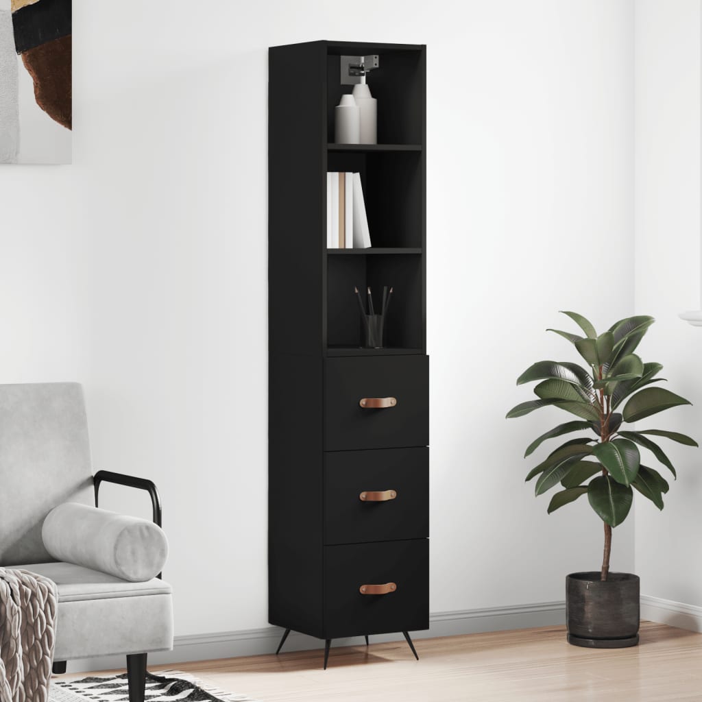 vidaXL Skříň highboard černá 34,5 x 34 x 180 cm kompozitní dřevo