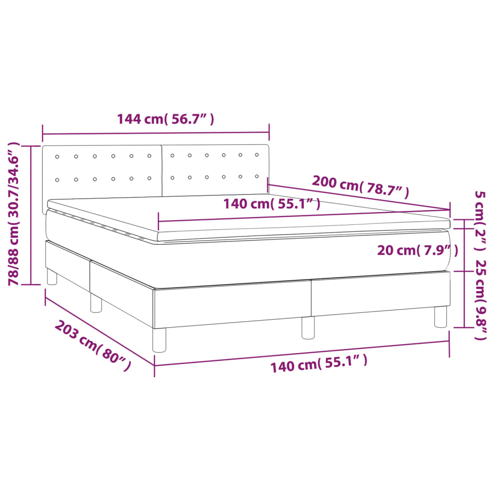 vidaXL Box spring postel s matrací černá 140x200 cm textil