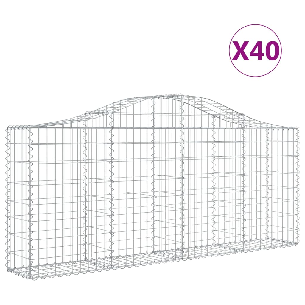 vidaXL Klenuté gabionové koše 40ks 200x30x80/100 cm pozinkované železo