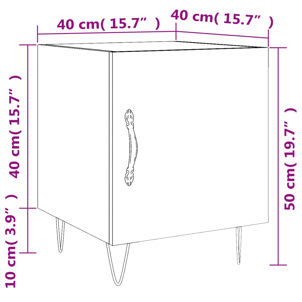 vidaXL Noční stolky 2 ks kouřový dub 40 x 40 x 50 cm kompozitní dřevo