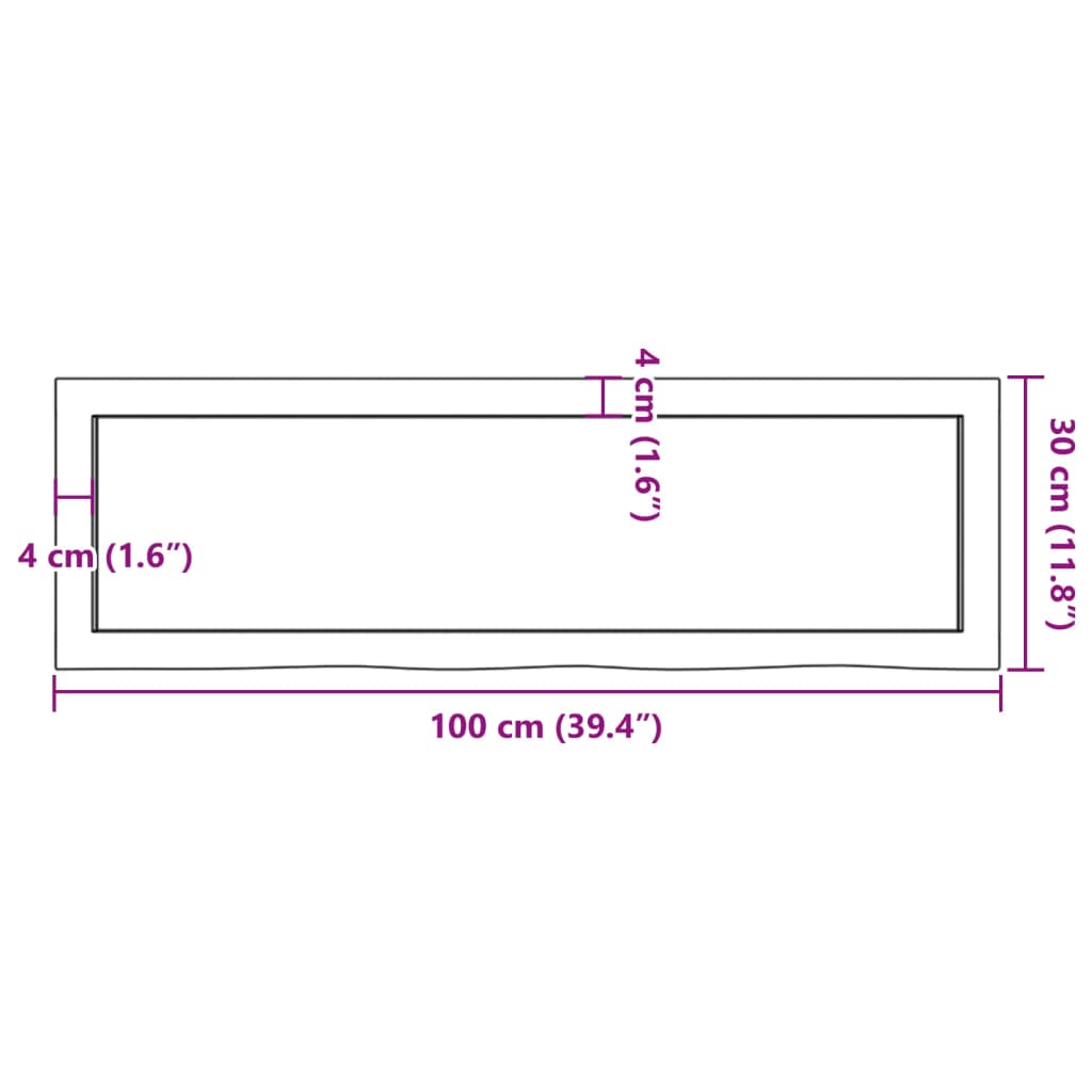 vidaXL Koupelnová deska tmavě hnědá 100x30x(2-6) cm ošetřený masivní