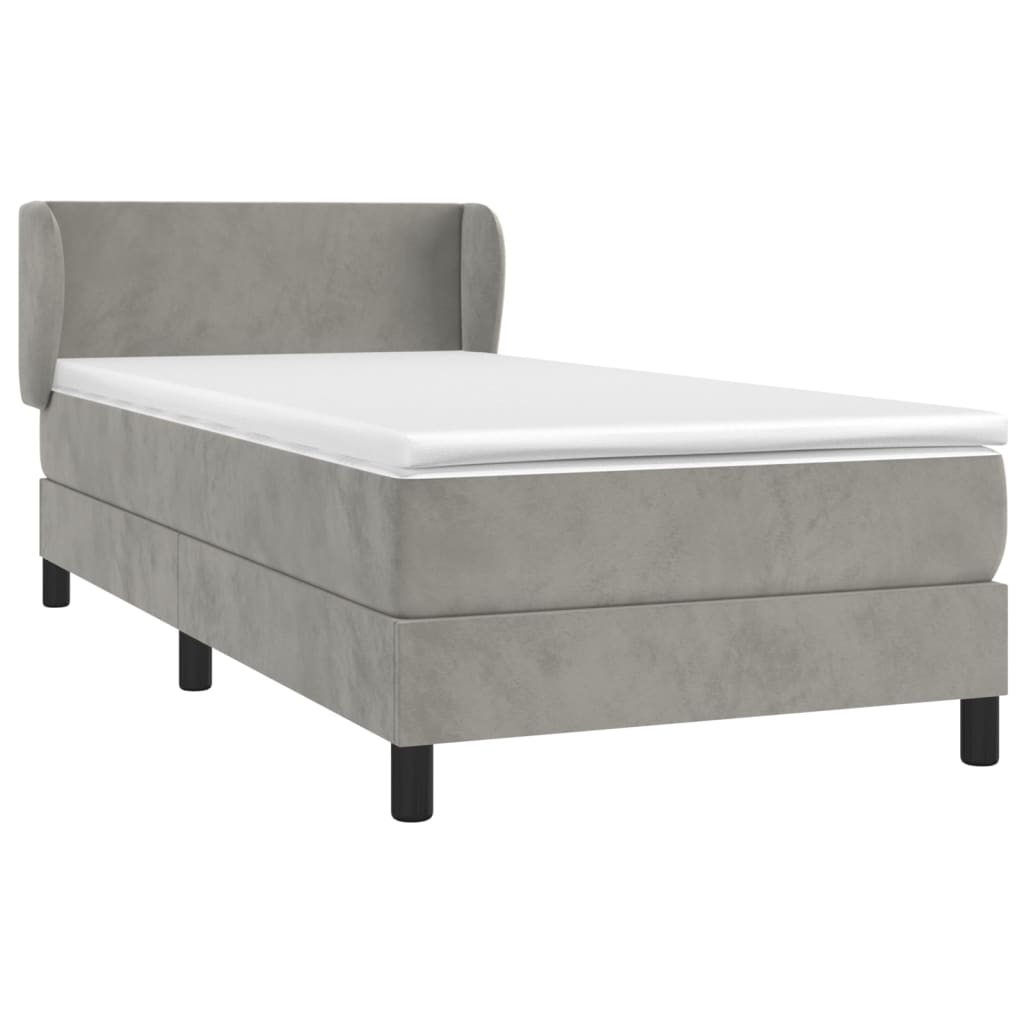 vidaXL Box spring postel s matrací světle šedá 90x190 cm samet