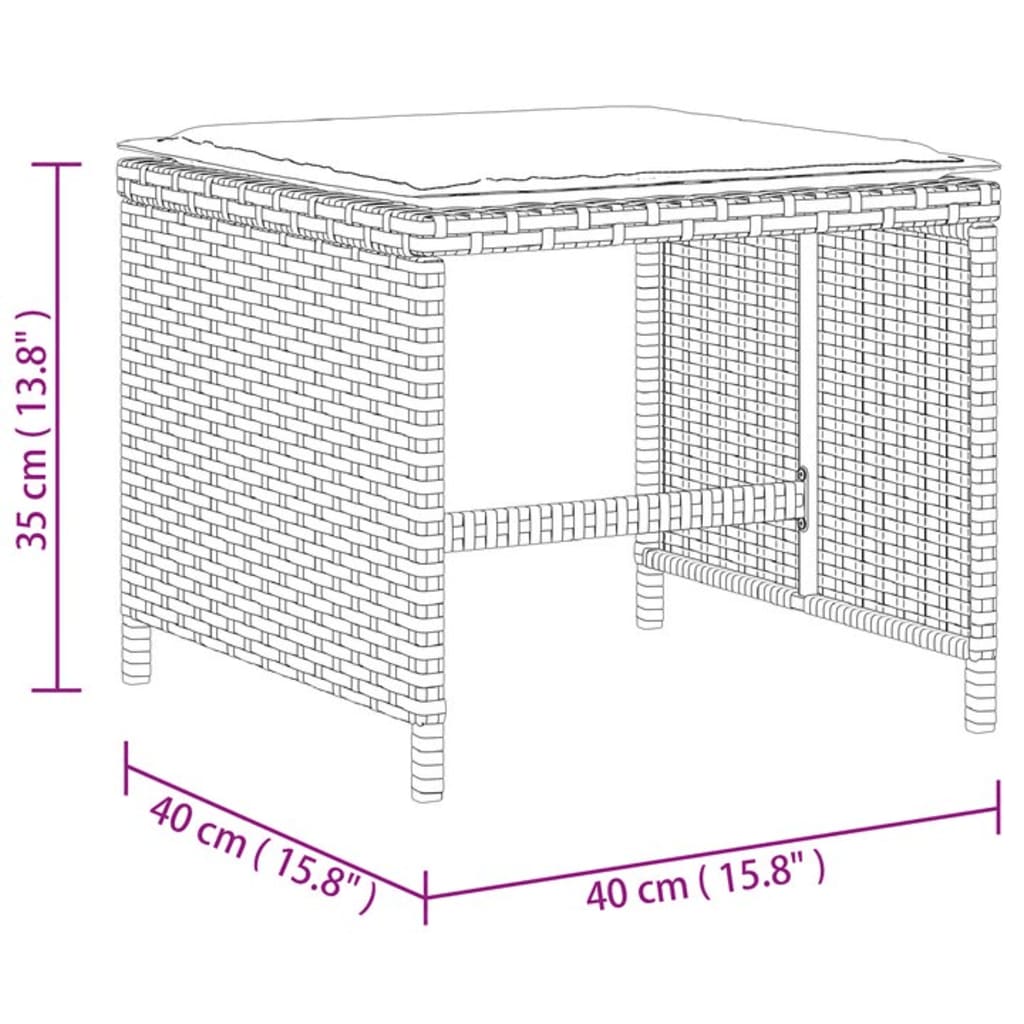 vidaXL Zahradní stoličky s poduškami 4 ks šedé 40x40x35 cm polyratan