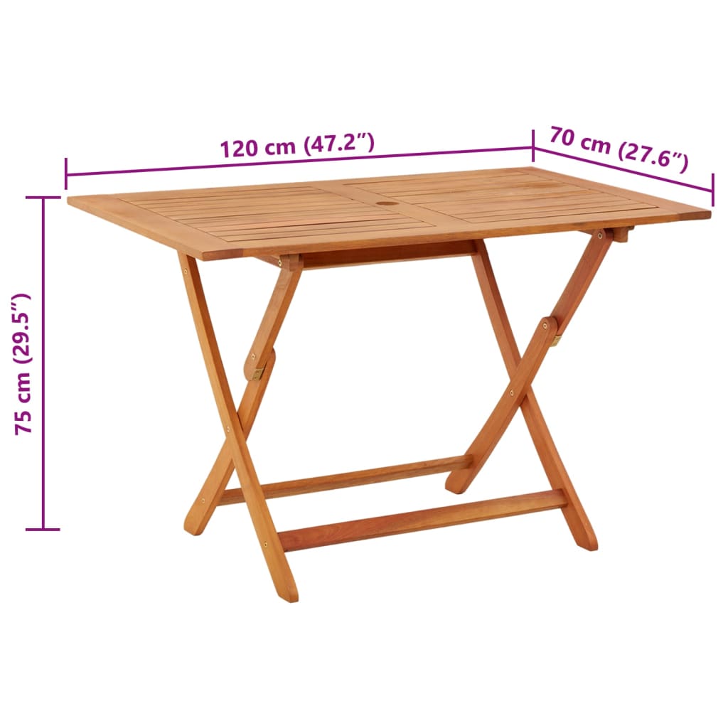 vidaXL Skládací zahradní stůl 120x70x75 cm masivní eukalyptové dřevo