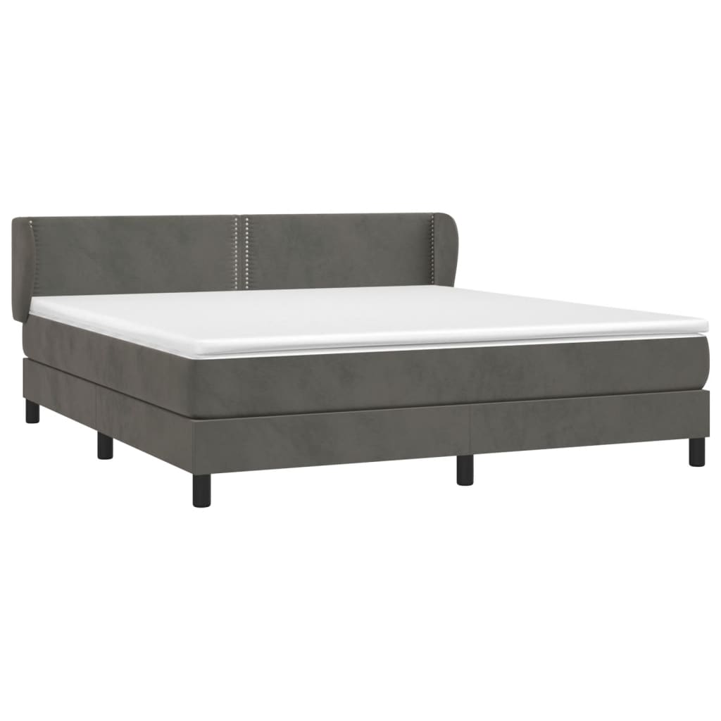 vidaXL Box spring postel s matrací tmavě šedá 160x200 cm samet