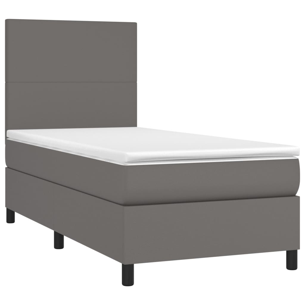 vidaXL Box spring postel s matrací šedá 80 x 200 cm umělá kůže