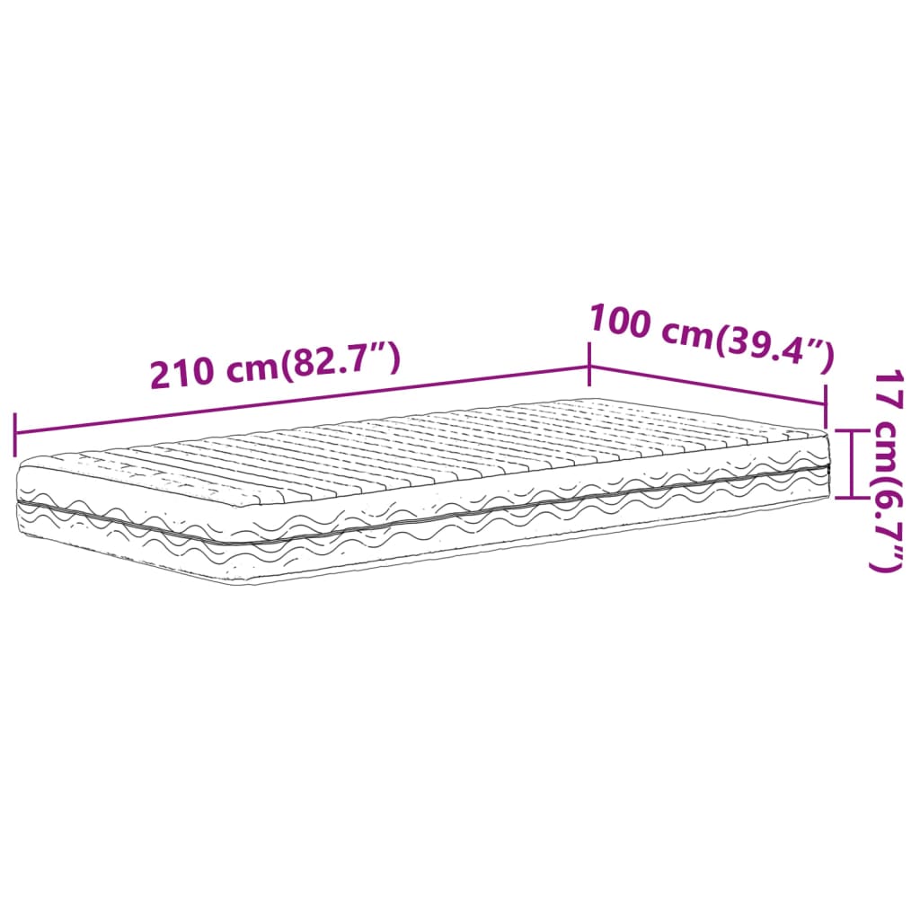 vidaXL Pěnová matrace bílá 100 x 210 cm tvrdost H2 H3