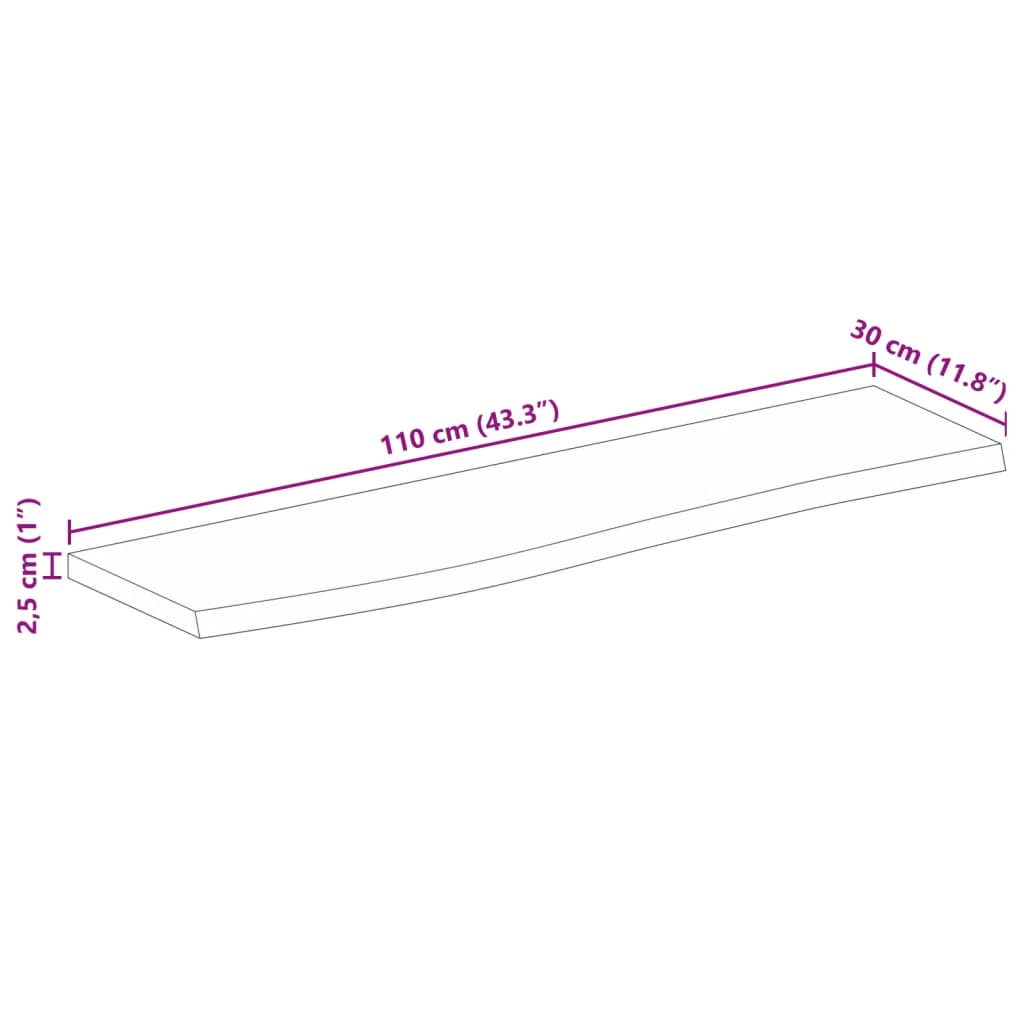 vidaXL Stolní deska 110x30x2,5 cm živá hrana hrubé mangovníkové dřevo