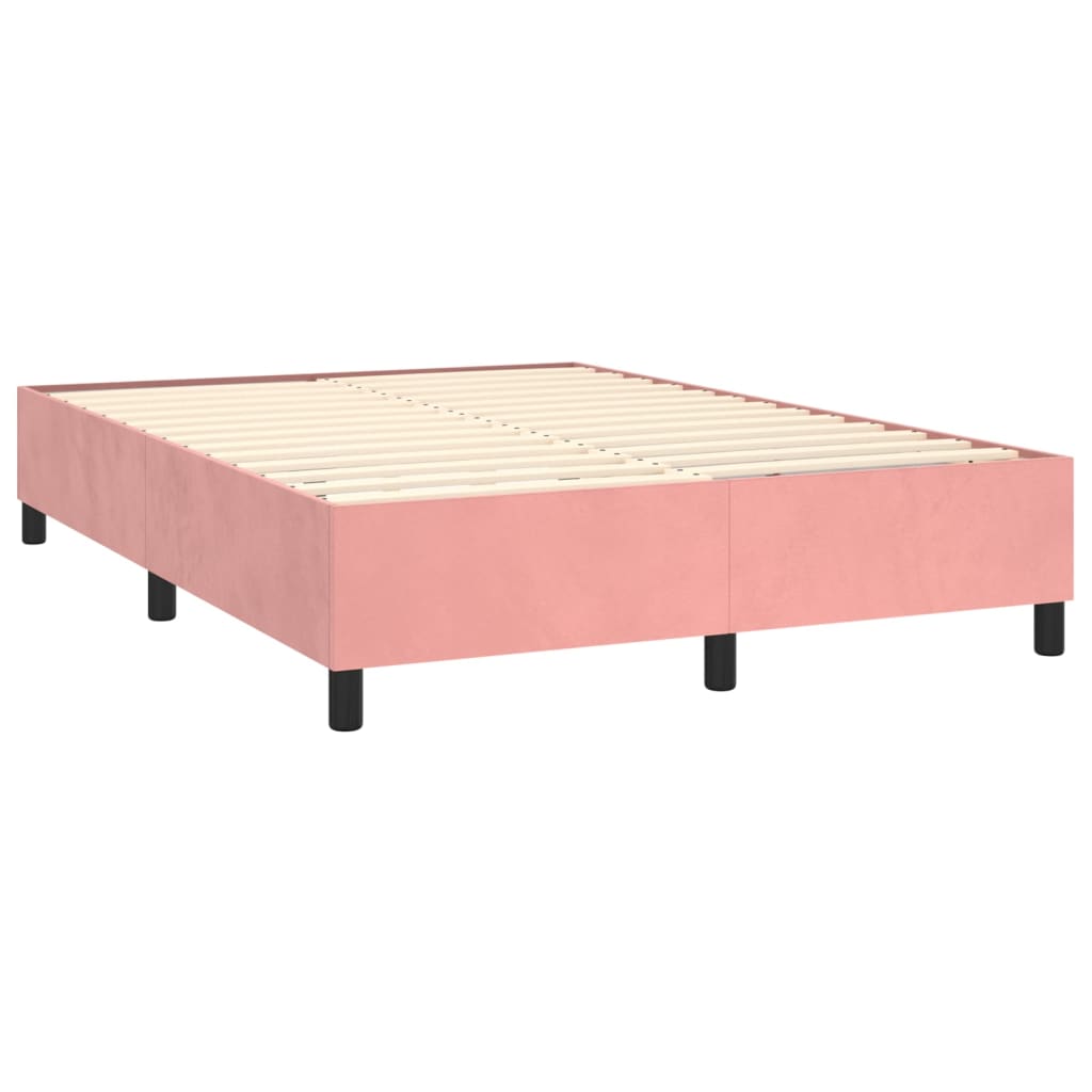 vidaXL Box spring postel s matrací růžová 140x200 cm samet