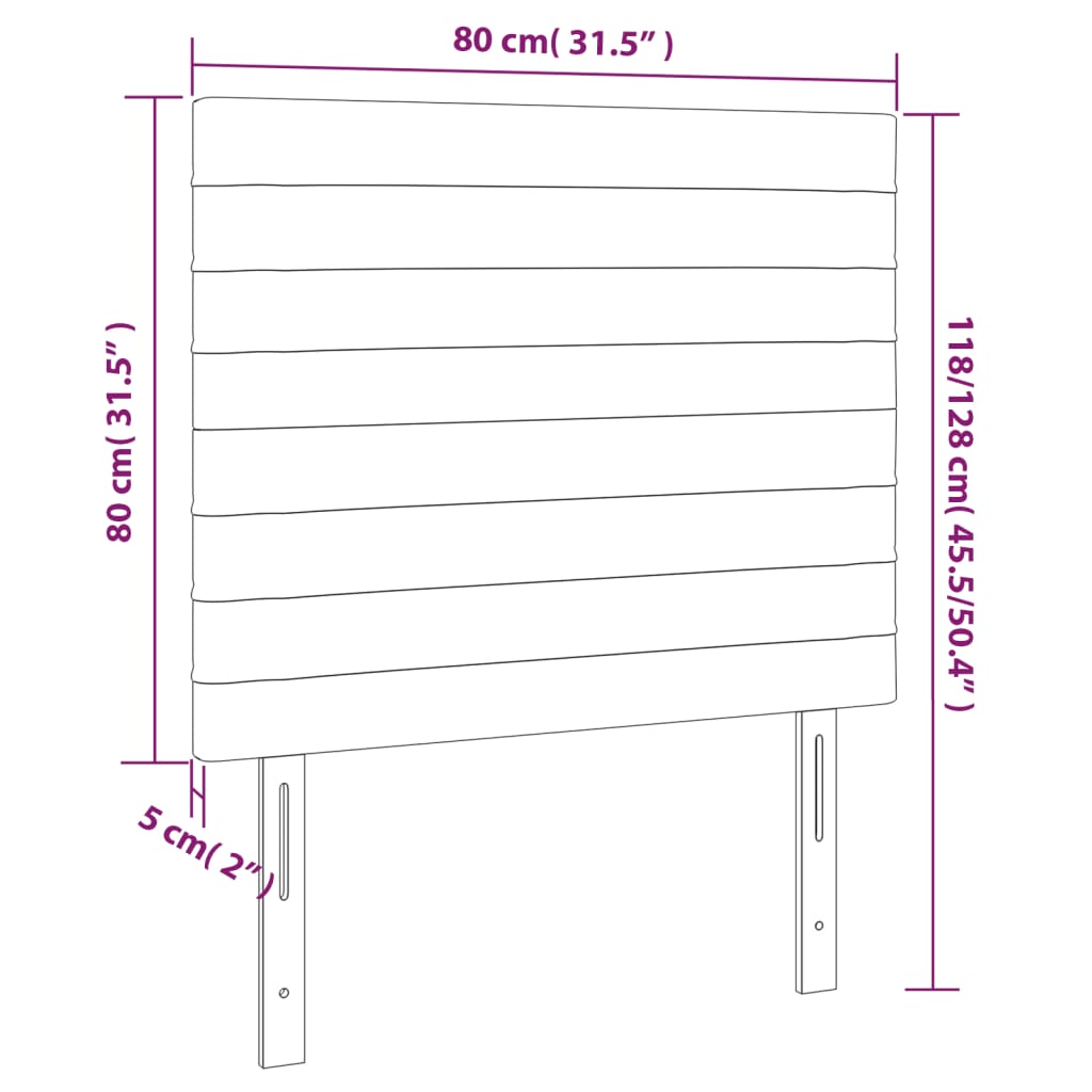 vidaXL Čelo postele s LED tmavě šedé 80x5x118/128 cm samet